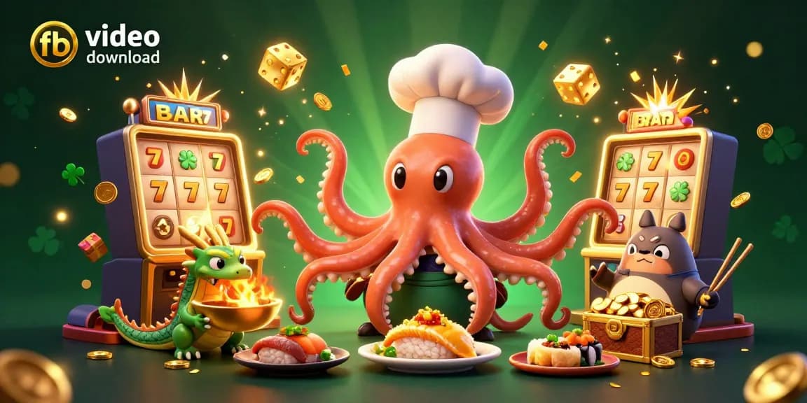 Enhance your fb video download experience with exciting gaming elements in this vibrant scene.