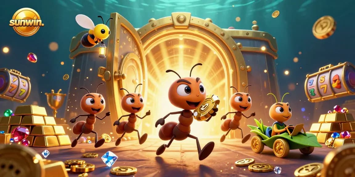 Experience the thrilling journey of sunwin. with cartoon ants and giant casino treasures in a heist!