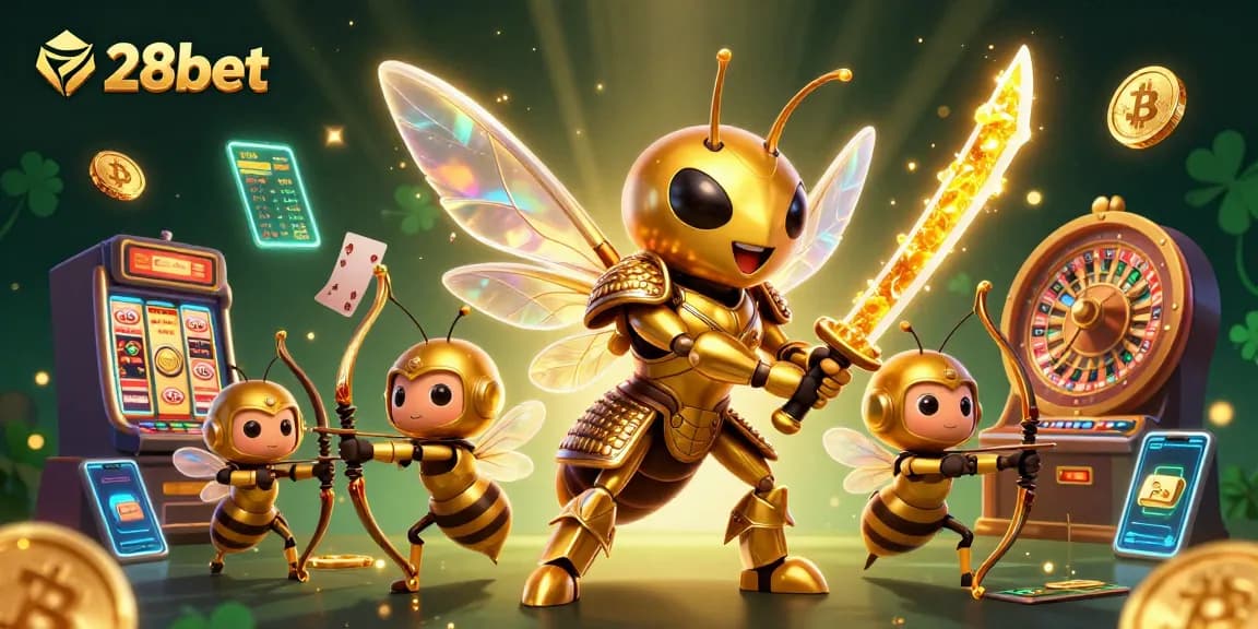 Experience the thrilling world of 28bet with vibrant casino elements and engaging characters!