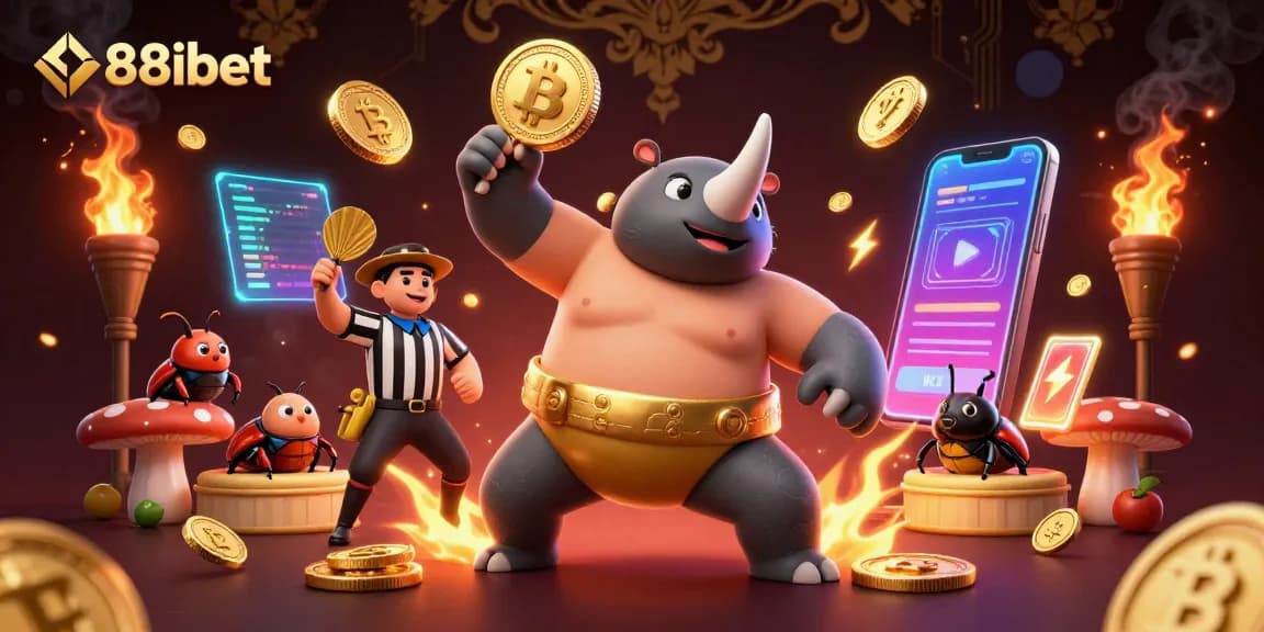 Experience thrilling gameplay at 88ibet with a dynamic 3D casino scene featuring vibrant characters.