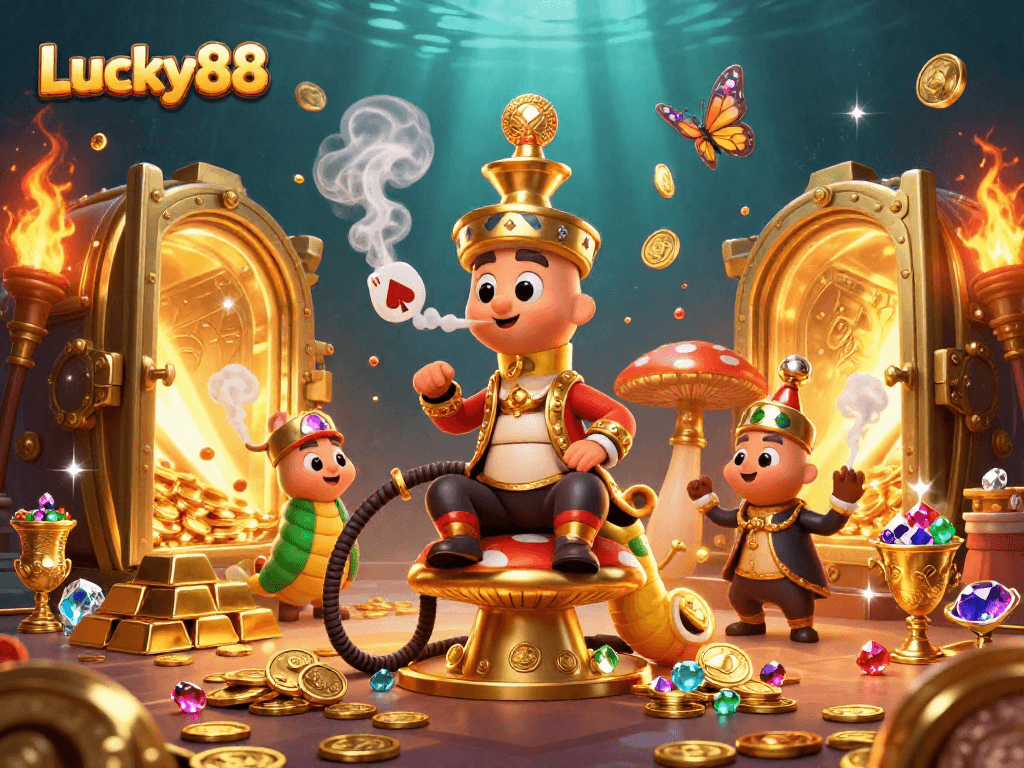 Experience Lucky88 with vibrant 3D casino visuals, showcasing excitement and winning potential.