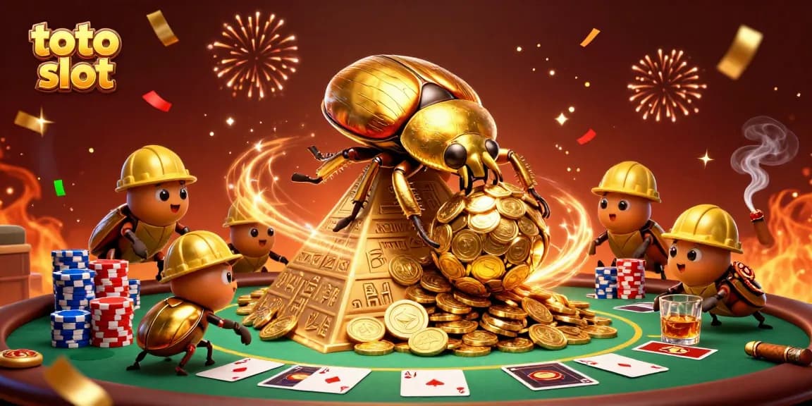 Engage with the vibrant world of toto slot as golden beetles celebrate a jackpot.