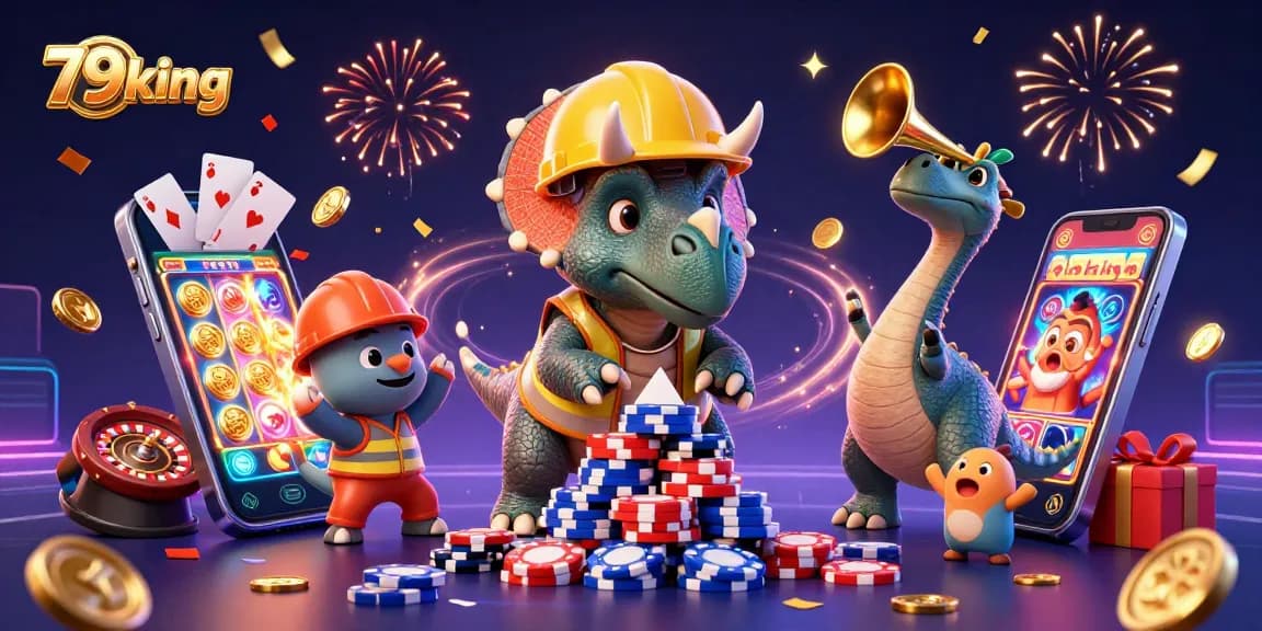 Engage in thrilling gaming with 79king featuring colorful slot games and poker chips in a festive celebration.