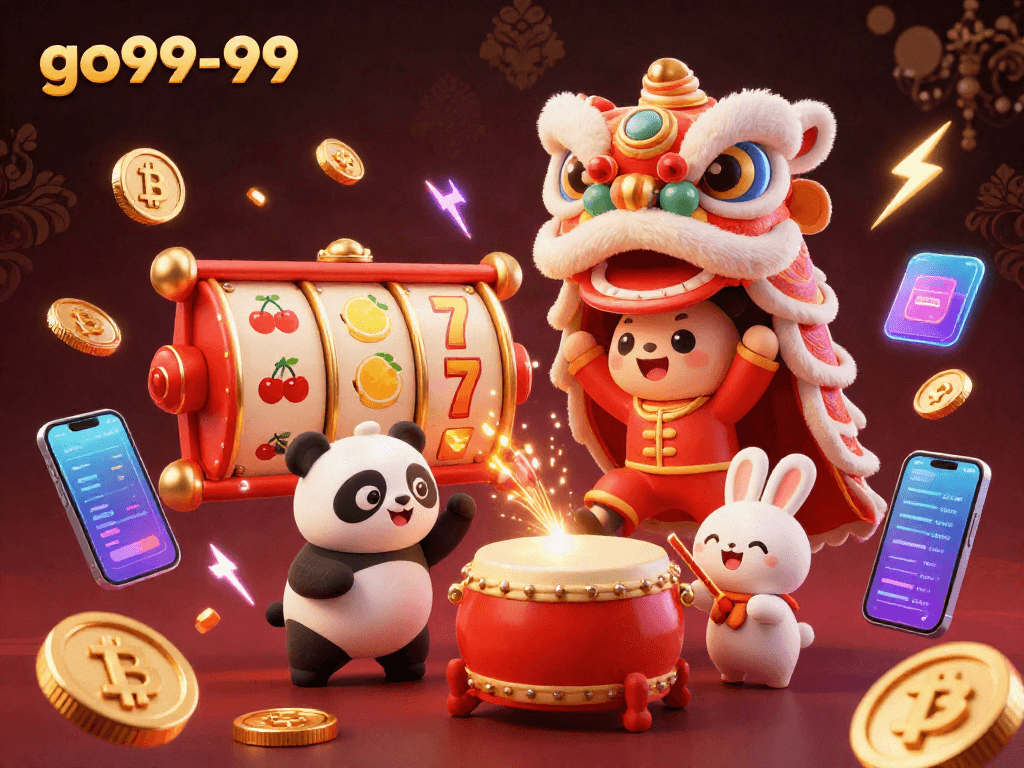 Engage with go99-99 as the colorful casino scene showcases energizing slots and crypto elements.