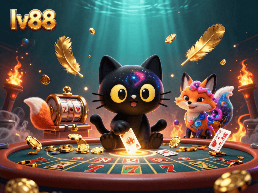 Experience the cosmic thrill of lv88 with our exciting casino adventure featuring golden chips and vibrant characters.