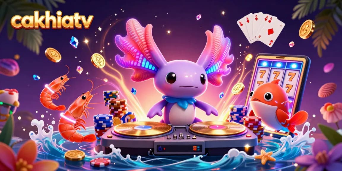 Experience vibrant gameplay with cakhiatv featuring neon characters and rich casino elements.