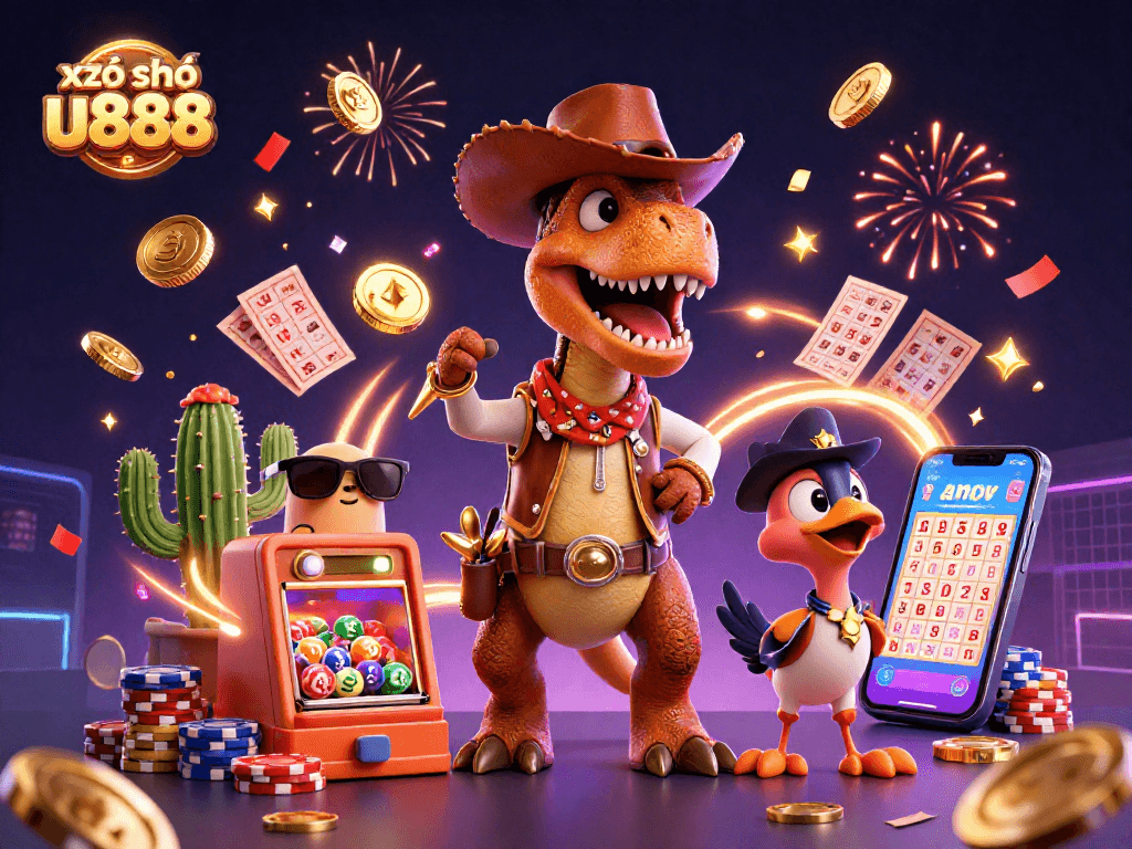 Engage in exciting xổ số u888 action with our lottery-themed vibrant 3D illustration.