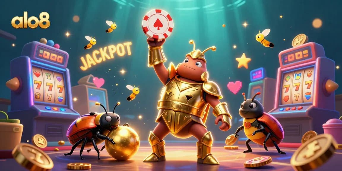 Experience the excitement of alo8 as our heroic beetles celebrate a big jackpot win!