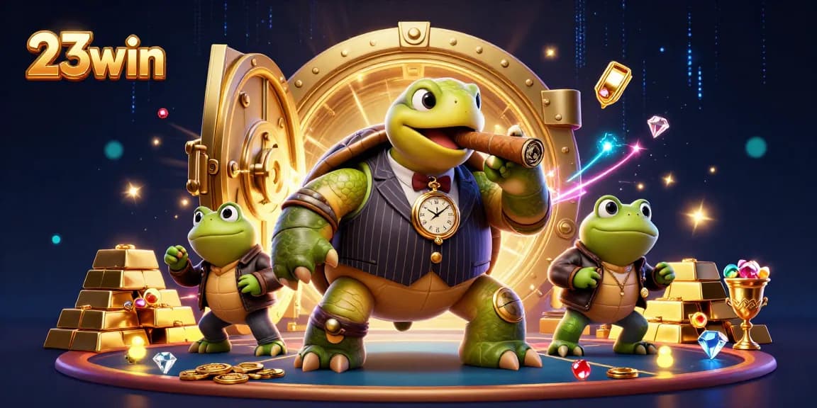 Experience winning with 23win in a vibrant casino setting featuring rich 3D characters and game elements.