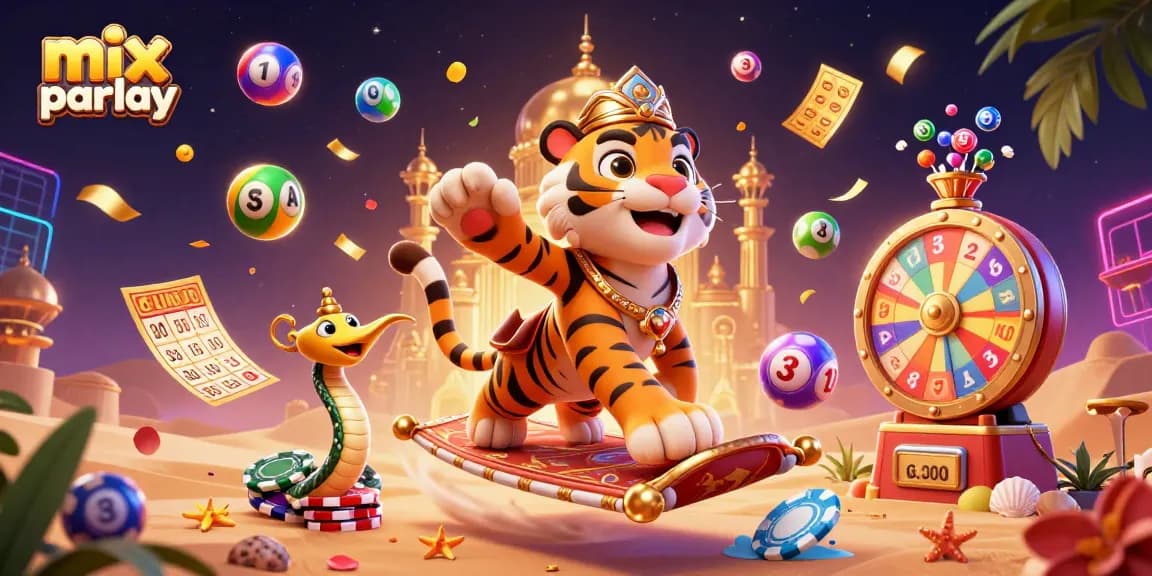 Menangkan taruhan dengan mix parlay, ilustrasi 3D penuh warna dan detail dari permainan judi online.