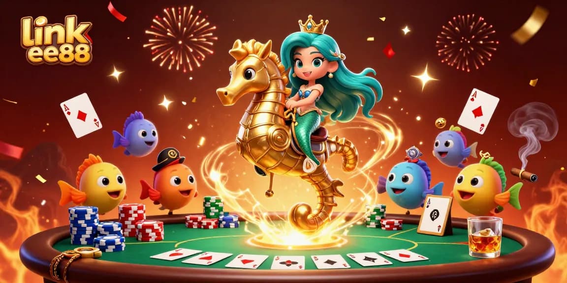Engage with the excitement of link ee88 as a mermaid princess and seahorse navigate a vibrant gambling world.