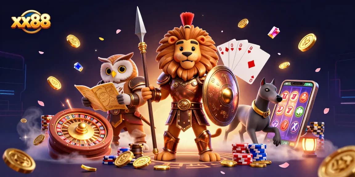 Experience thrilling action at xx88 with vibrant casino characters and dazzling game elements.