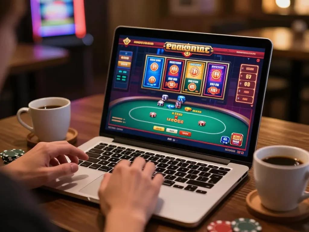 Engaging gameplay on a laptop showcasing game đổi thưởng uy tín in a welcoming home environment.