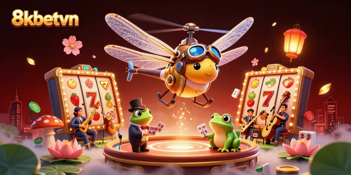 Experience thrilling gaming adventures with 8kbetvn featuring a vibrant casino scene.