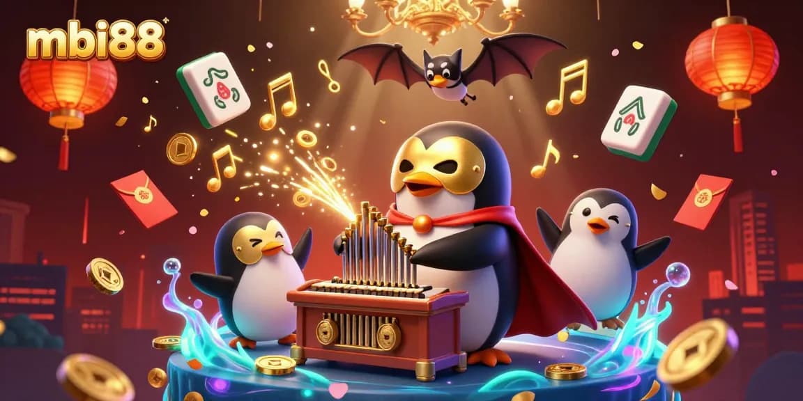 Engage with exciting games at mbi88, featuring thrilling illustrations of cartoon characters and dynamic casino elements.