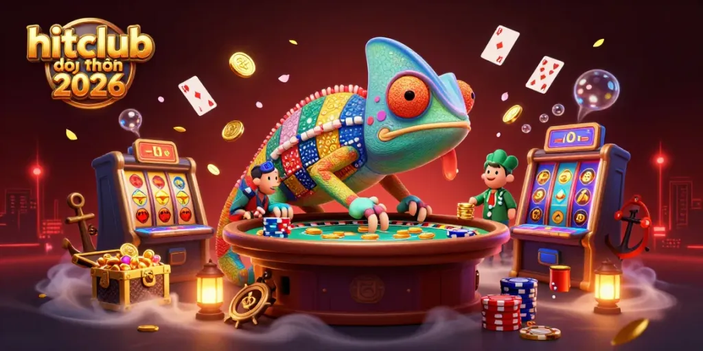 Experience thrilling gameplay with hitclub đổi thưởng 2026, featuring a dynamic casino scene filled with colorful elements.