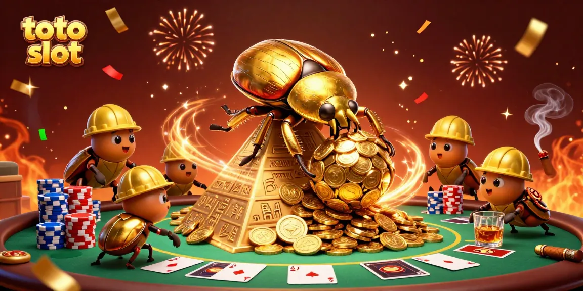 Engage with the vibrant world of toto slot as golden beetles celebrate a jackpot.