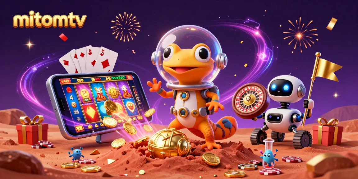 Experience thrilling gameplay at mitomtv with dynamic casino elements and vibrant 3D illustration.