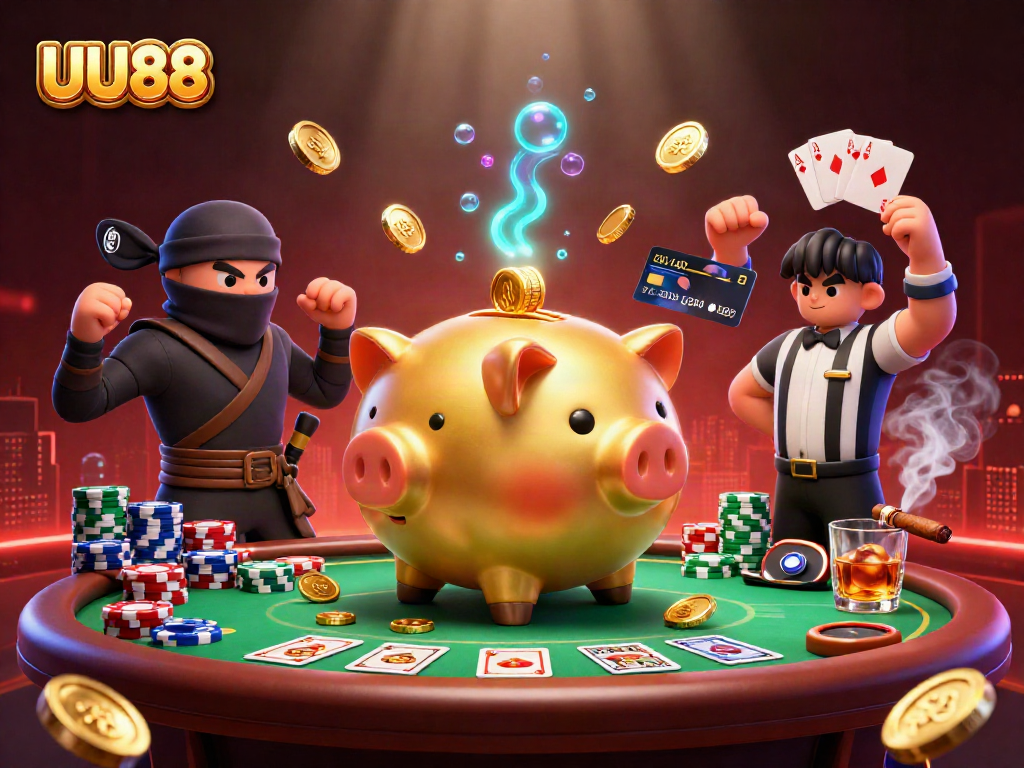 Engage and win with UU88 at a vibrant casino scene featuring dynamic characters