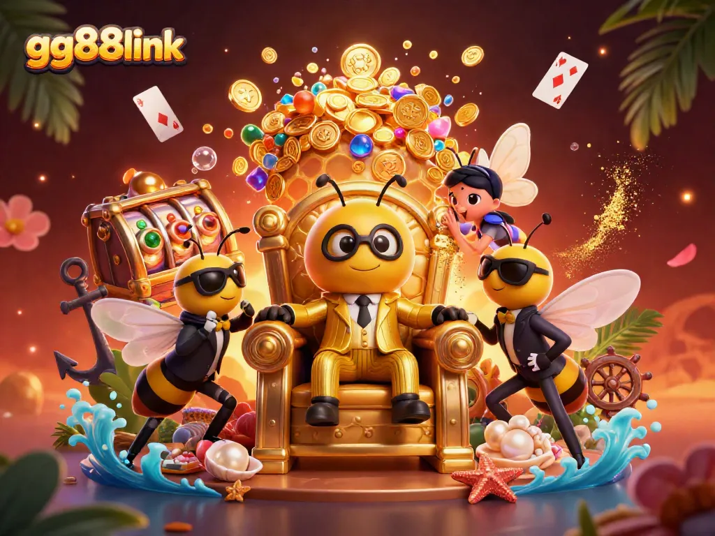 Experience high-stakes action with gg88link's vibrant casino-themed illustration featuring a bumblebee mob boss.