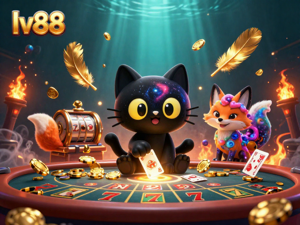 Experience the cosmic thrill of lv88 with our exciting casino adventure featuring golden chips and vibrant characters.