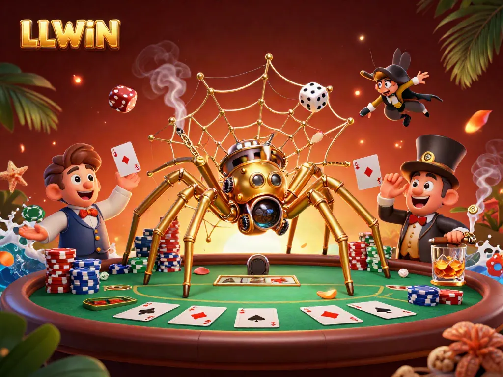 Engage with LLWIN's dynamic online casino world featuring unique characters and vibrant poker elements.