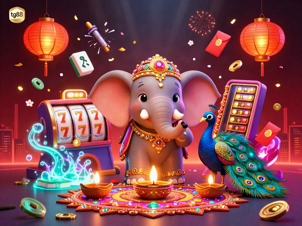 Experience thrilling gameplay at tg88 with vibrant slot machines, shining symbols, and festive casino energy.