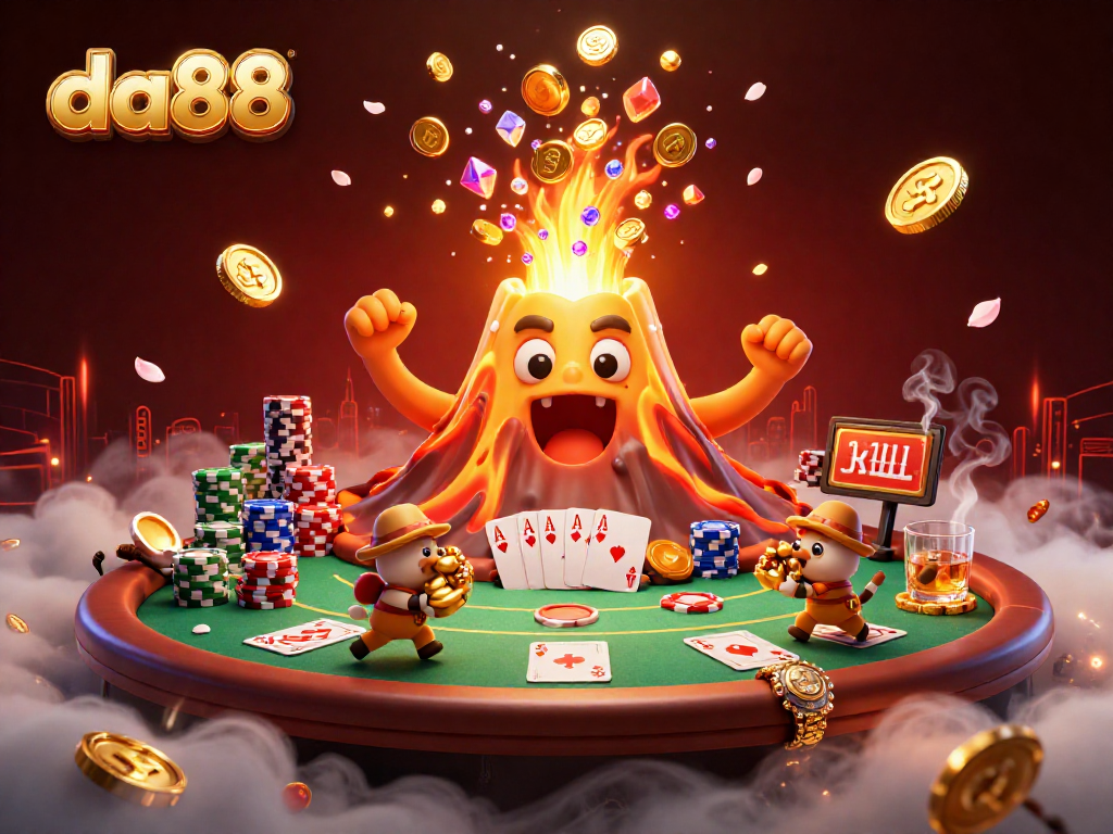 Experience winning moments with da88 as the golden volcano erupts with treasures and poker elements.
