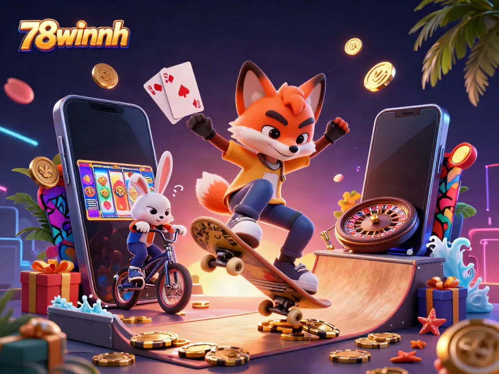 Experience the thrill of gaming with 78winnh, showcasing vibrant casino elements and exciting action.