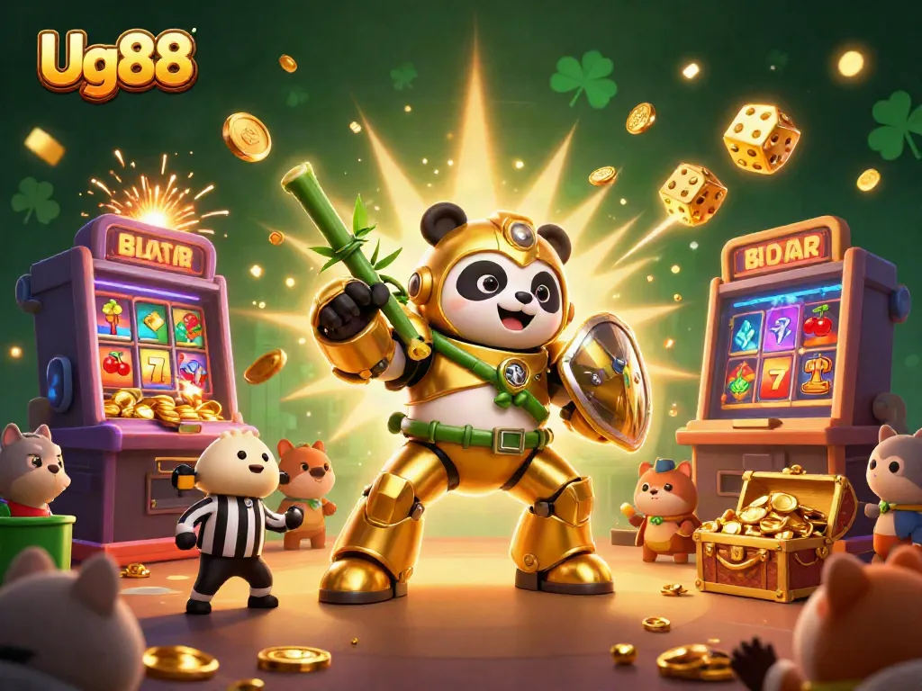 Engage in thrilling gameplay at Ug88 with vibrant 3D casino visuals featuring slot machine jackpots and lively characters.