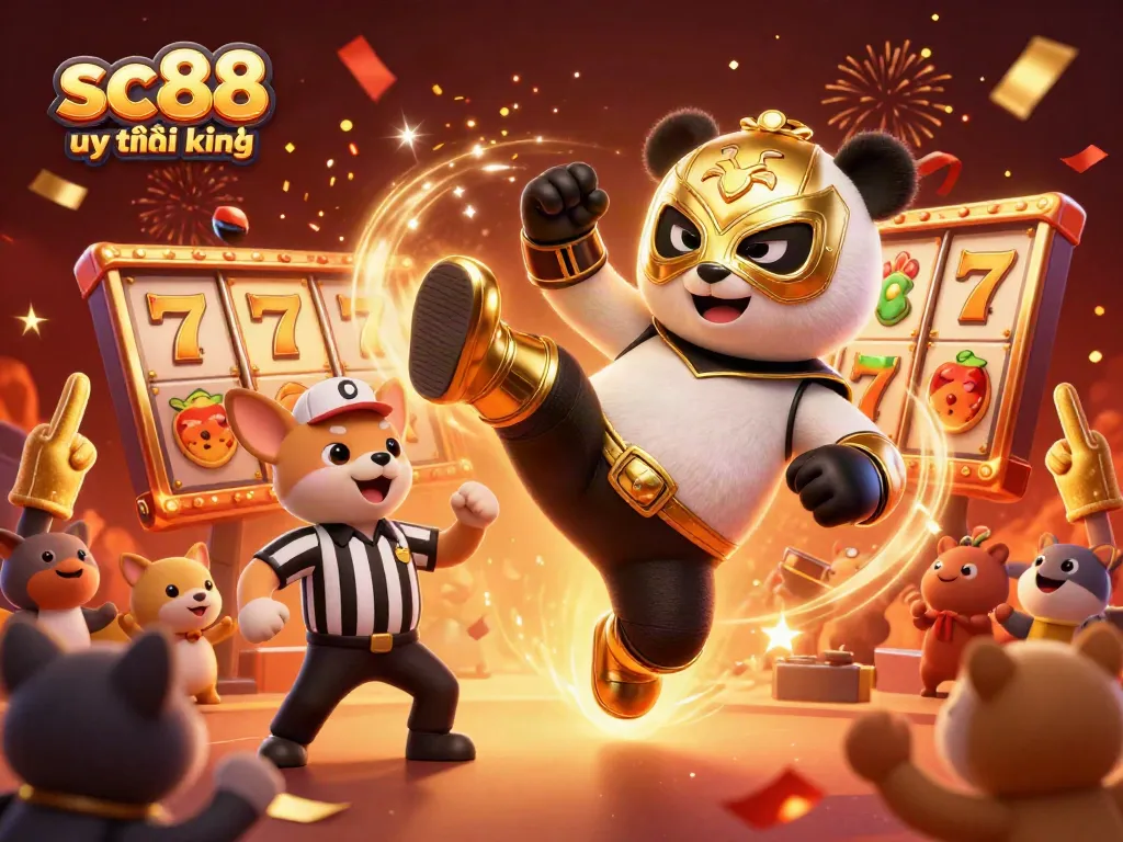 Engage with sc88 uy tín không through thrilling slots and festive animations in a vibrant casino scene.
