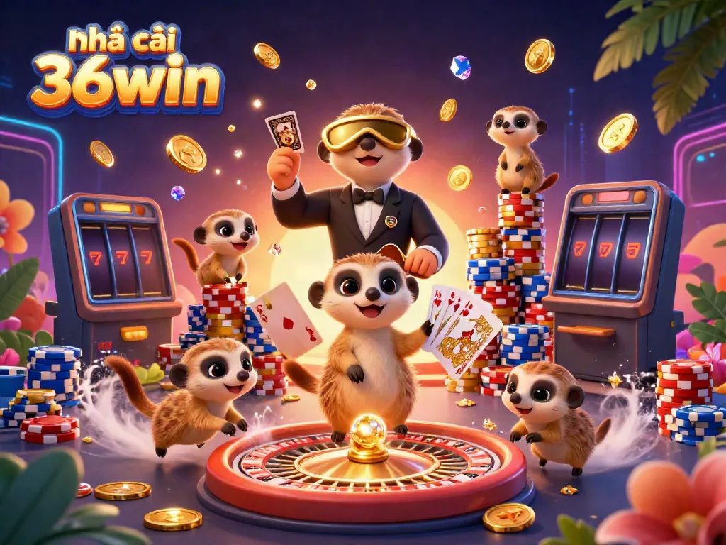 Engage in thrilling gameplay at Nhà cái 36win casino with vibrant 3D cartoon meerkats.