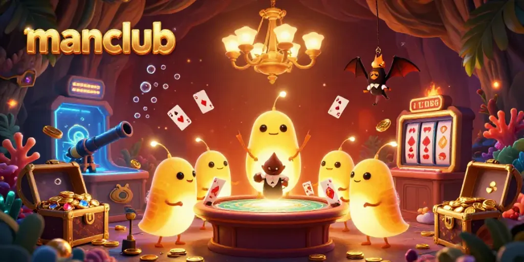 Experience thrilling gameplay at manclub's vibrant cave casino filled with glowworms and treasure.