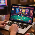 Engaging gameplay on a laptop showcasing game đổi thưởng uy tín in a welcoming home environment.