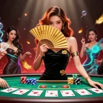 Engage with GG88 COM's vibrant casino scene featuring a beautiful Asian woman in a luxurious setting.