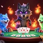 S8 casino illustration showcasing spectral wolves and poker elements for engaging gameplay.