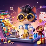 Engage with 888B's thrilling slot games featuring animated characters and vibrant casino elements.