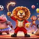 Engage with cm88 for thrilling casino adventure featuring vibrant 3D circus characters and sports elements.