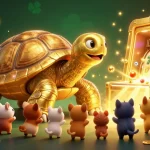 Engage with slot games featuring a giant tortoise pinball machine surrounded by treasures and excitement.