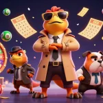 Experience the vibrant energy of Sc88 with cartoon raptors and festive casino elements.